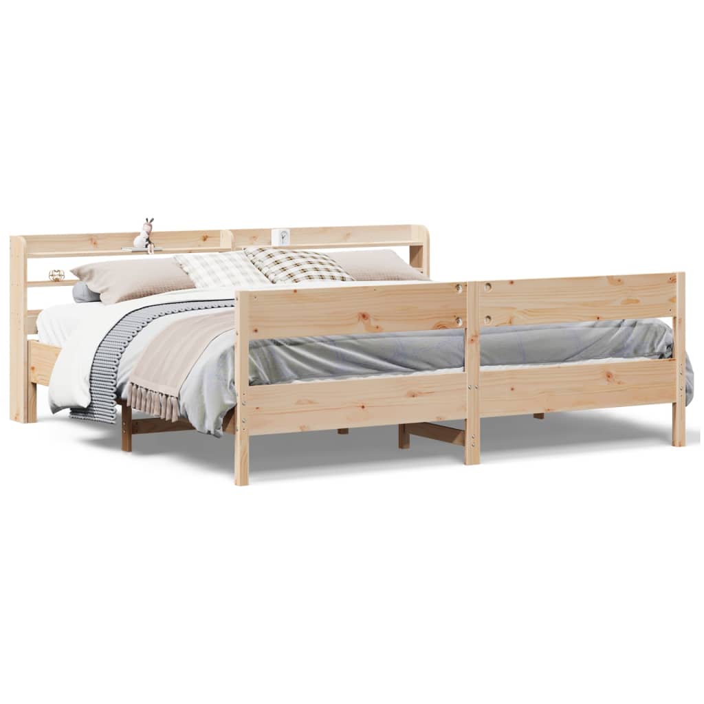 Bed Frame without Mattress 200x200 cm Solid Wood Pine